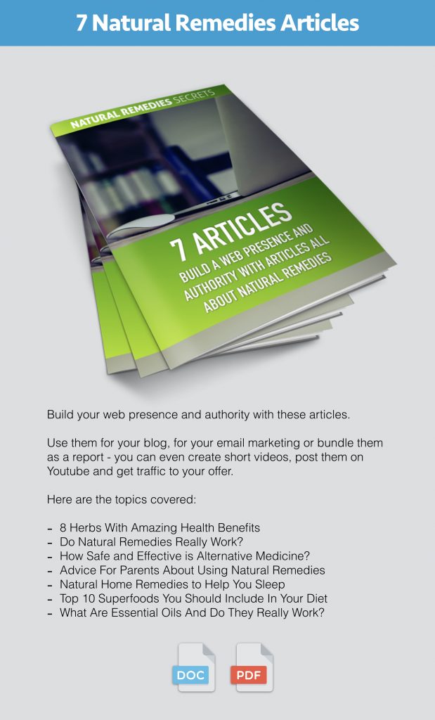 Natural Remedies Secrets PLR Content Pack Modules 4