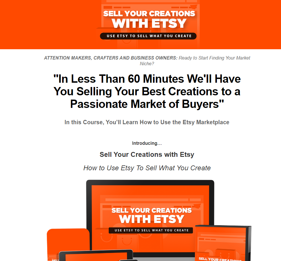 Etsy PLR Video Course Salespage