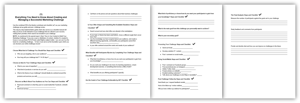 Roadmap to Using Challenges to Grow Your List and Revenue 1 Worksheet and Checklist