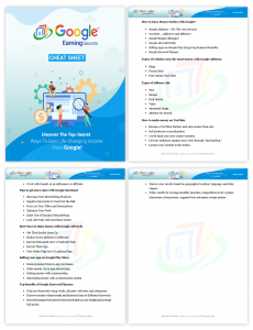 Google Earning Secrets Cheat Sheet