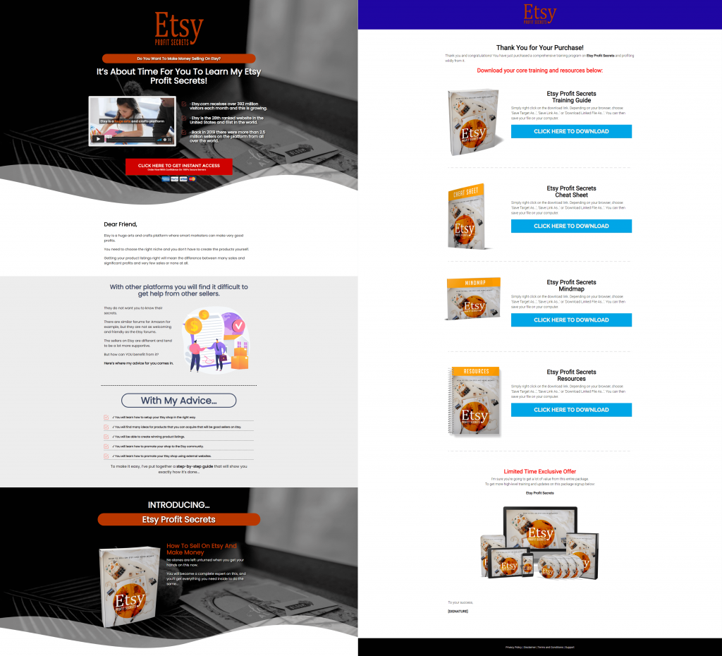 Etsy Profit Secrets fesalespagethankyoupage