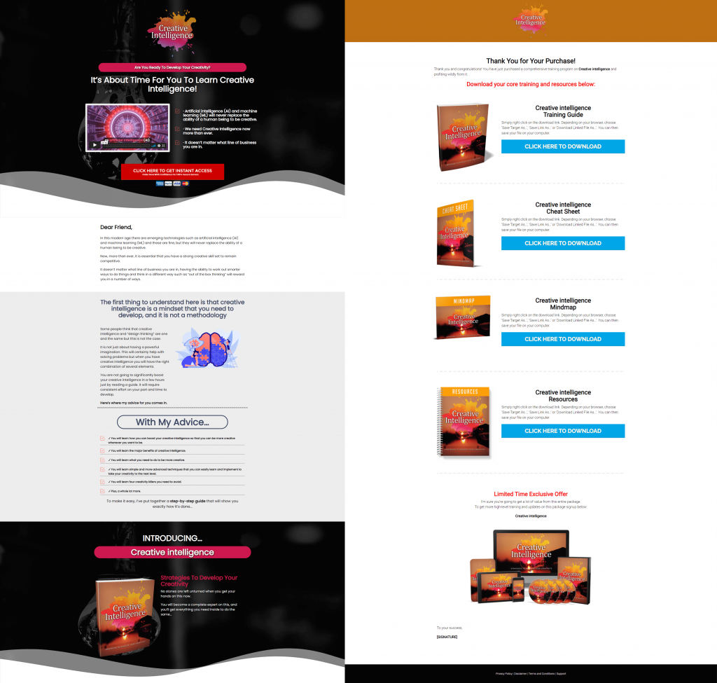 Creative Intelligence Ready Made Sales Letter Thank You Page