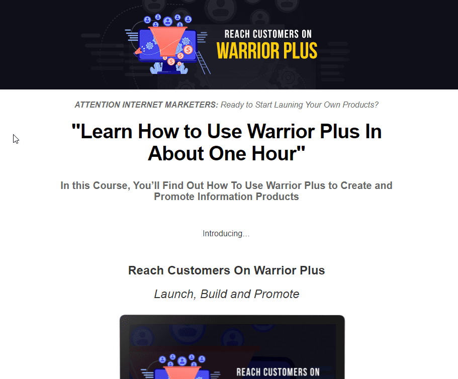 Warrior Plus Instructional Sales Page