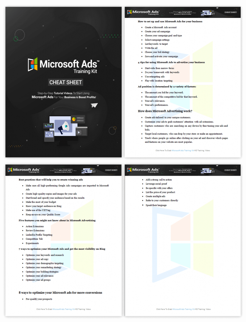 Microsoft Ads Training Kit Cheat Sheet 1