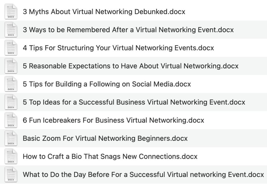 Virtual Networking Success Articles