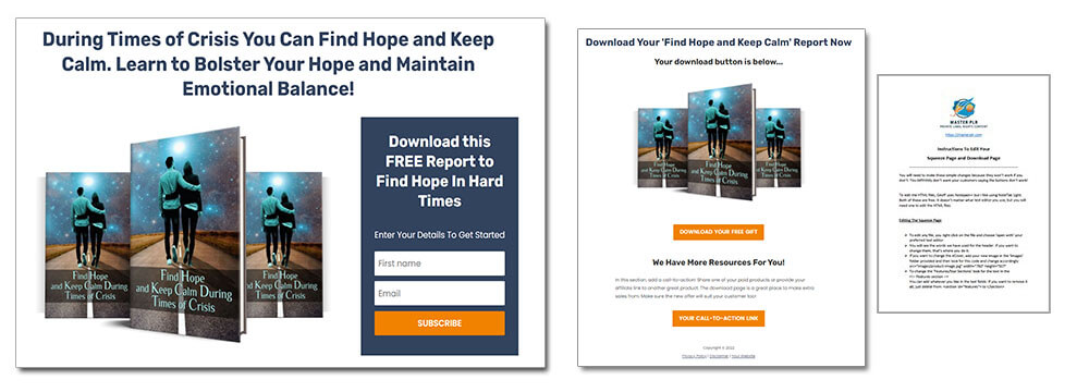 Find Hope and Keep Calm eCover Graphics Style Squeeze Page Style 1
