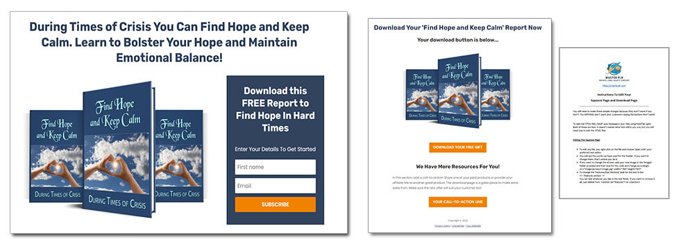 Find Hope and Keep Calm eCover Graphics Style Squeeze page Style 2