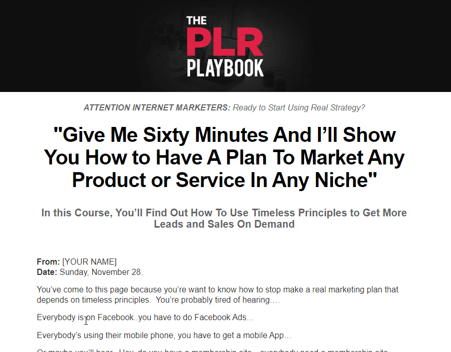 The PLR Playbook Sales Page