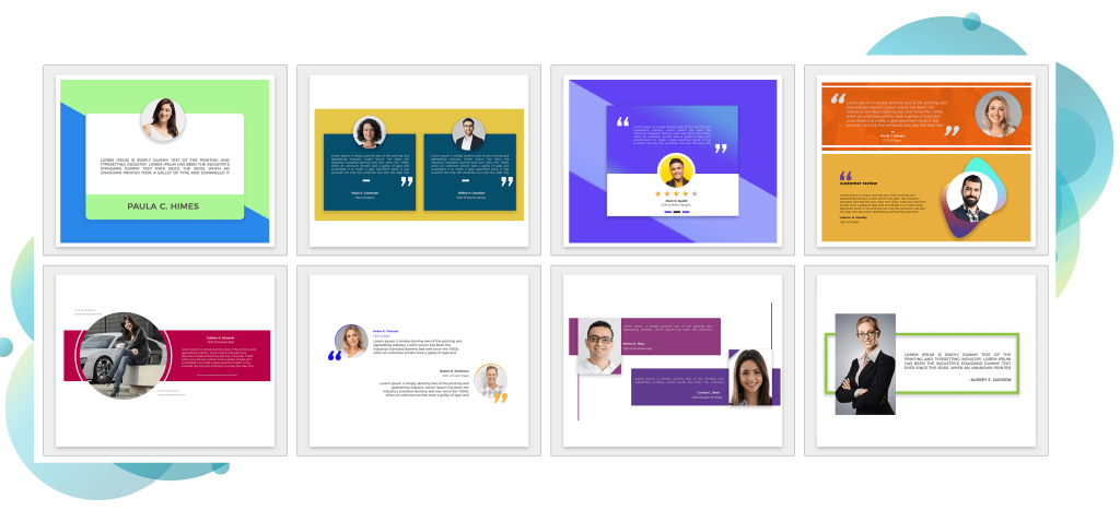 Visuals Blowout Testimonials Templates