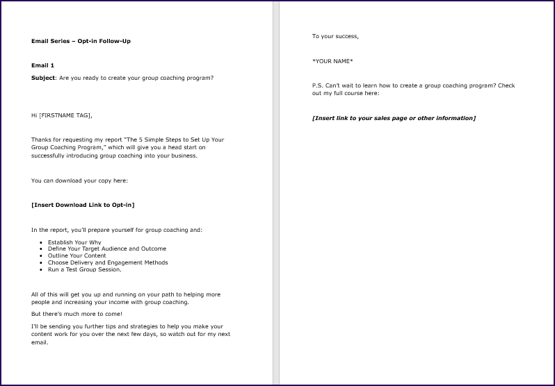 Create Your Group Coaching Program Course Follow Up Emails