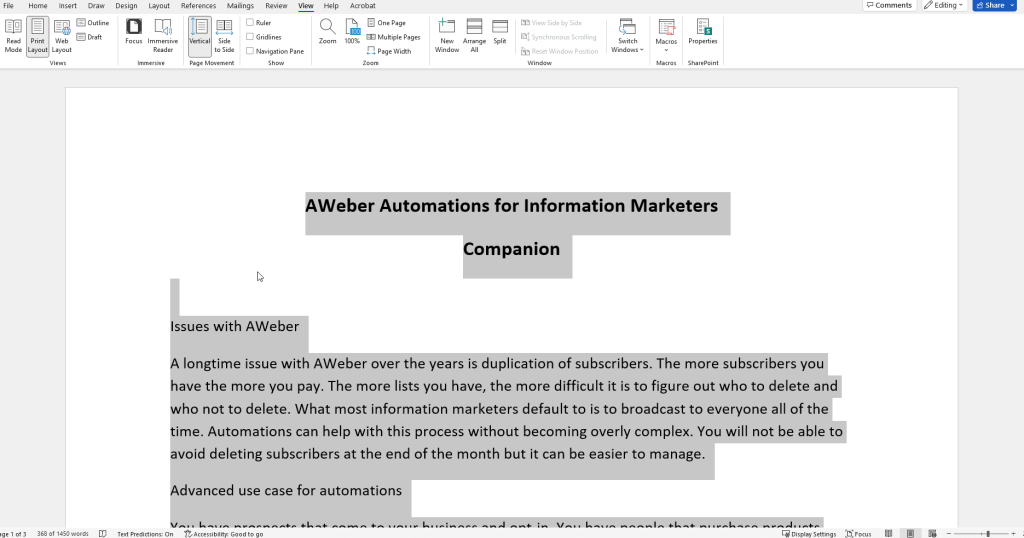 Aweber Automations companion document