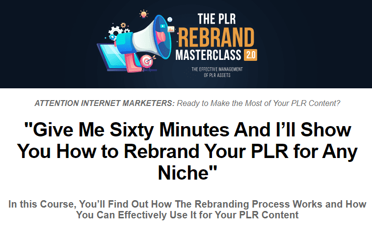 PLR Rebrand Masterclass 2.0 Sales Page